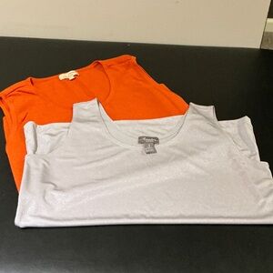 Two Tank Tops including one Chico's Silver Travelers Top and One Orange Tees